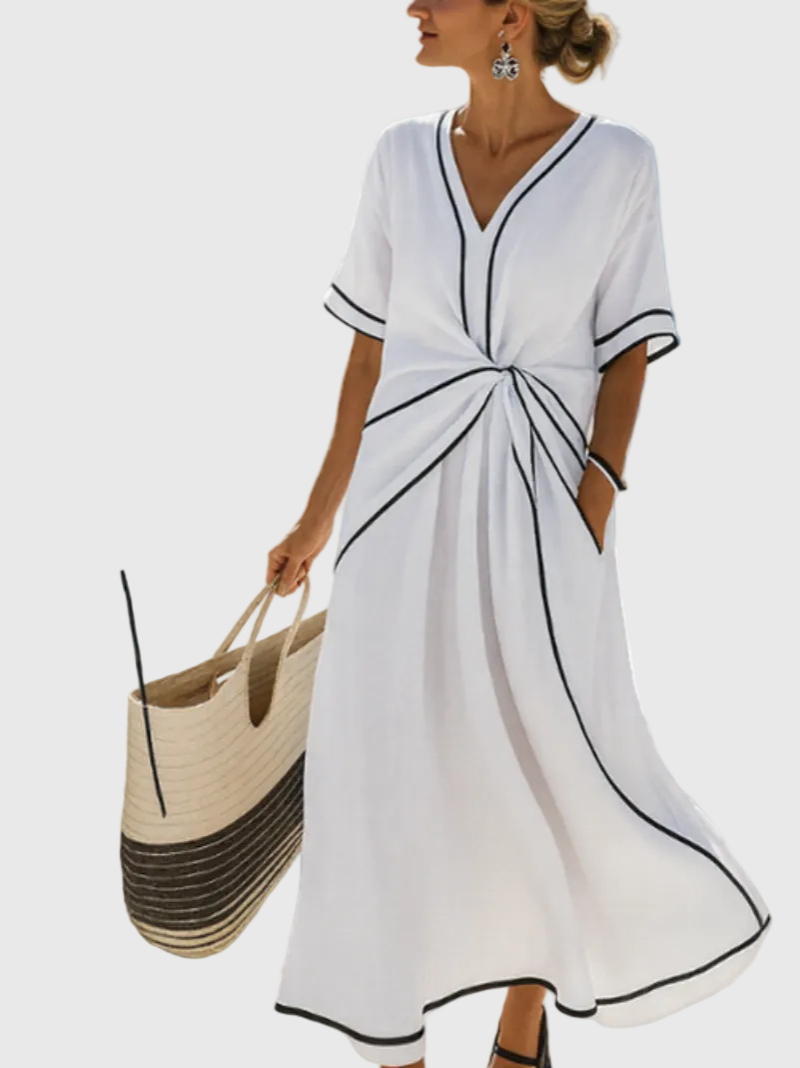 Helena | Maxi Kleid Drapierter Saum
