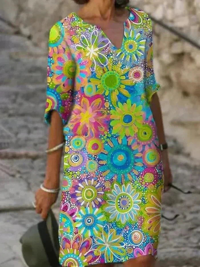 Nira | Midi-Blumen Kleid Strahlend