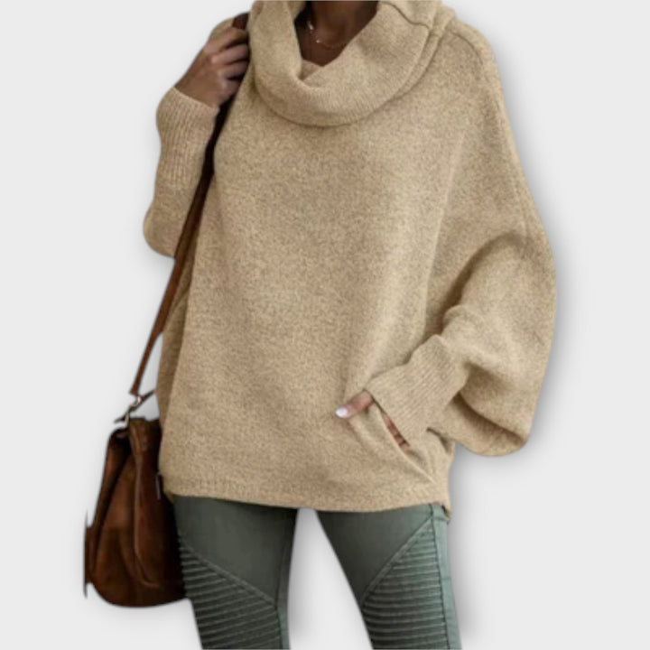 Ulrike - Eleganter beiger Rollkragenpullover