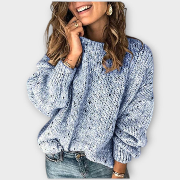 Eileen - Beiger Retro-Pullover mit Punkten