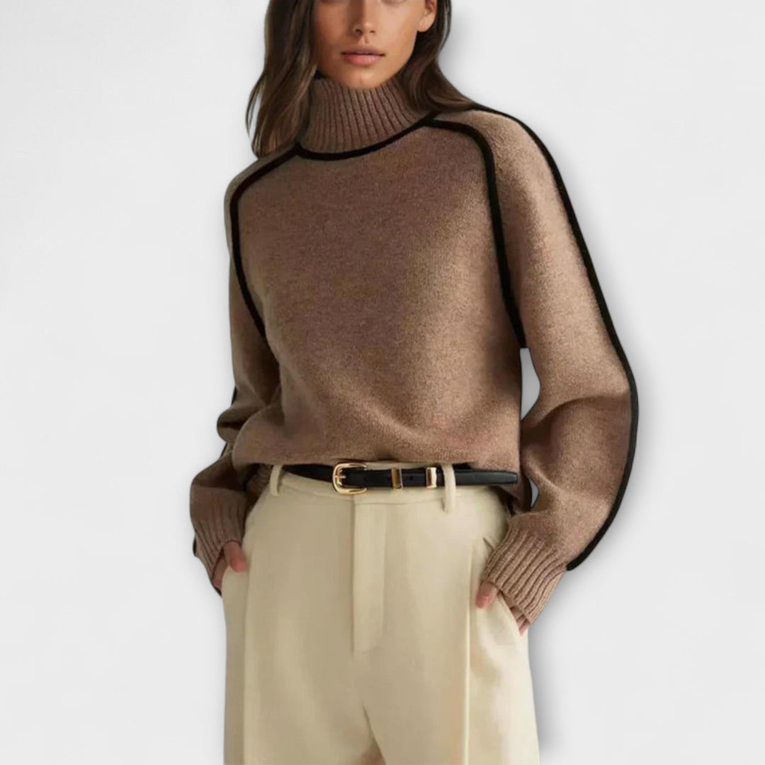 Julia - Pullover in Braun mit Stehkragen