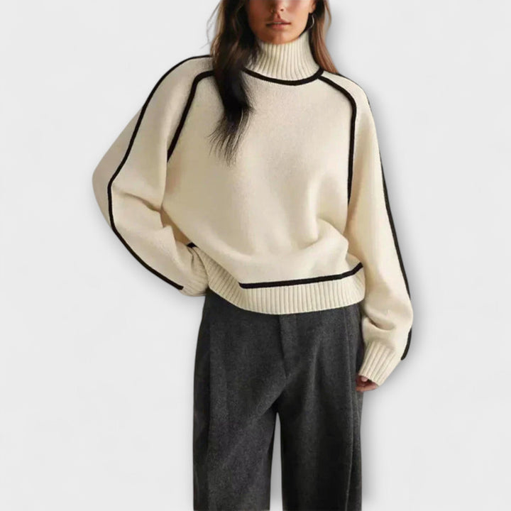 Julia - Pullover in Braun mit Stehkragen