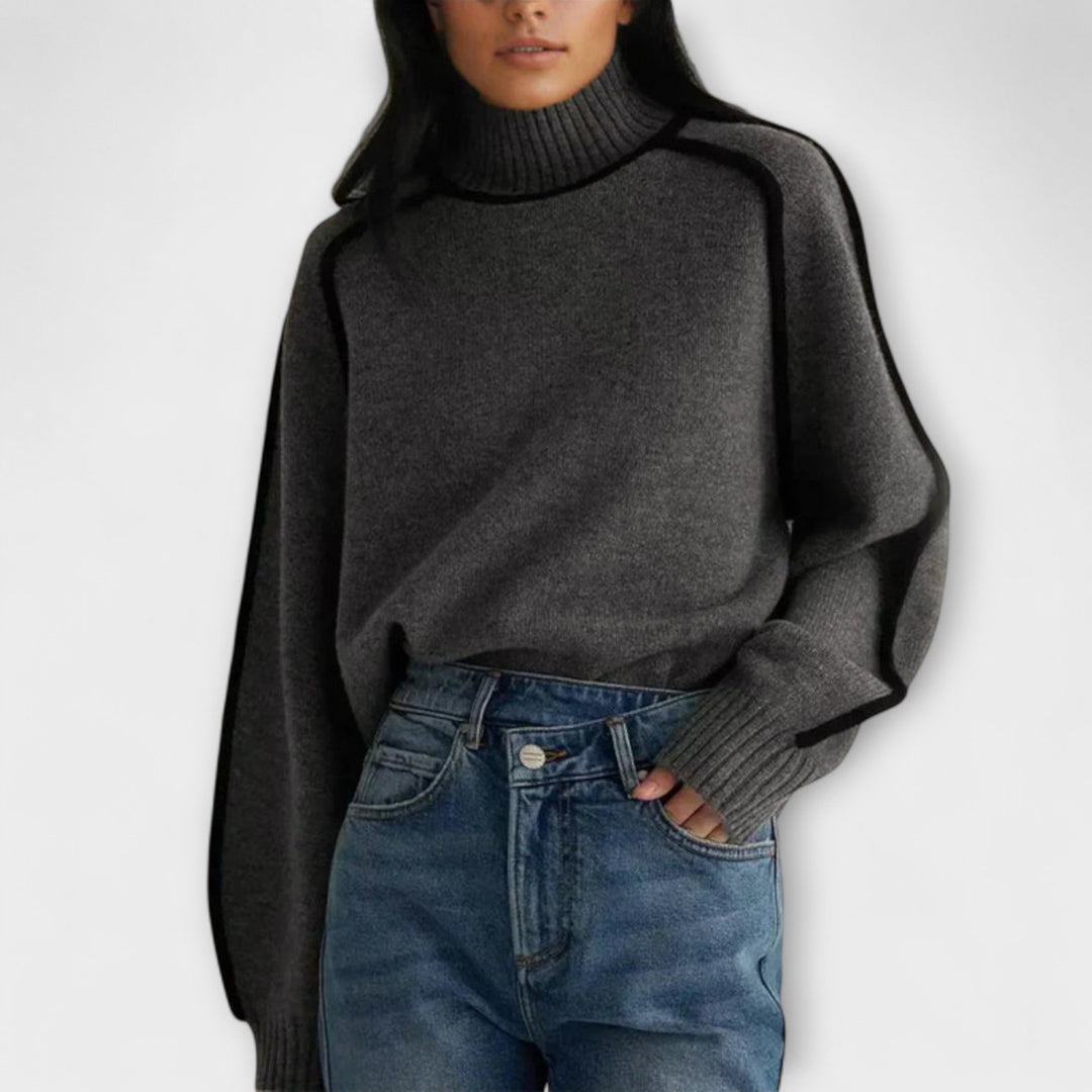 Julia - Pullover in Braun mit Stehkragen