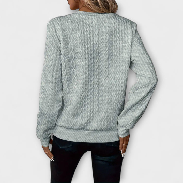 Joy - Eleganter weißer Strickpullover mit Reliefmuster