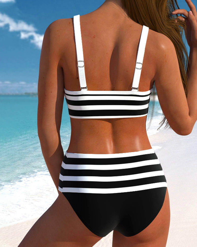 Laluna® | Gestreifter Hochtaillierter Bikini
