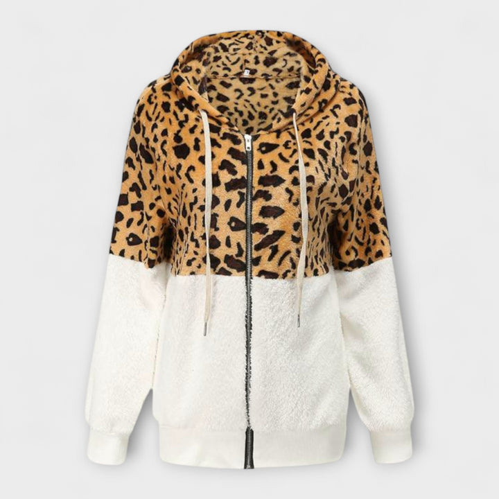 Lea - Sweatshirt mit Kapuze aus Fleece im Leoparden-Design