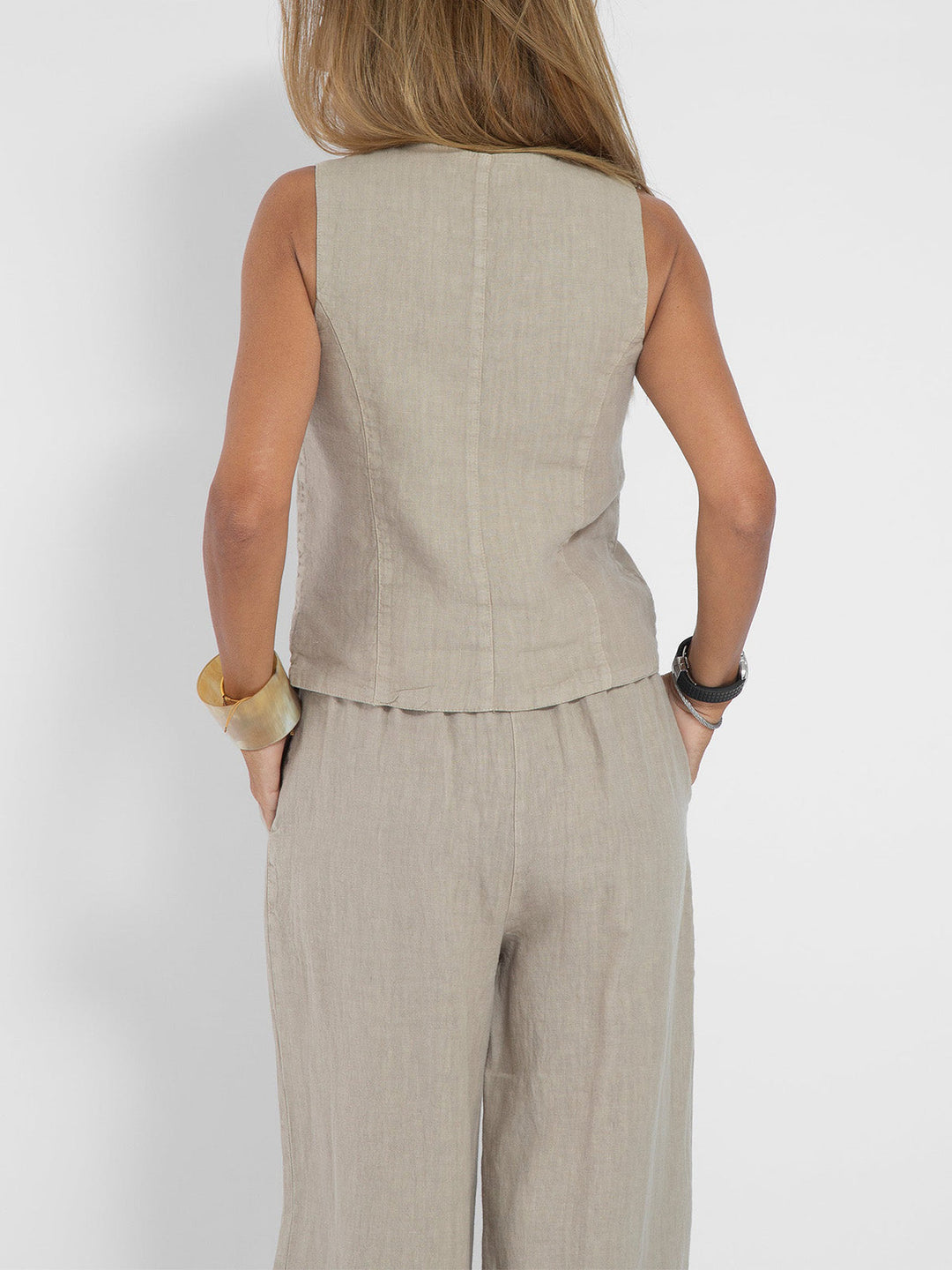 Aira - Ensemble Weste mit Knöpfen & Weite Hose