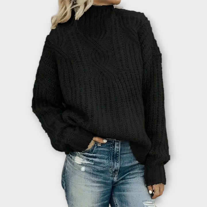Harper - Kuscheliger schwarzer Pullover mit Zopfmuster