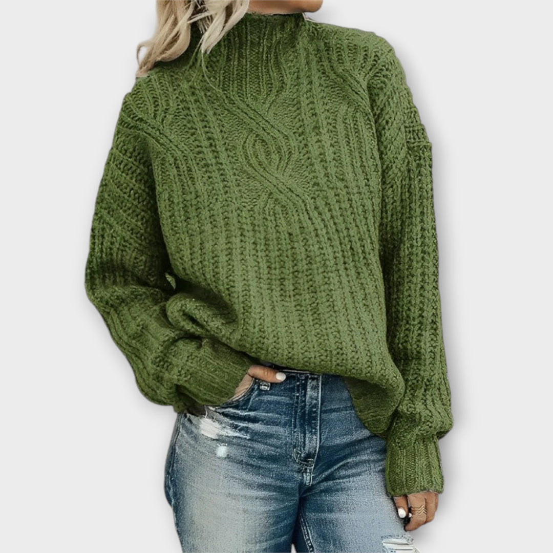 Harper - Kuscheliger schwarzer Pullover mit Zopfmuster