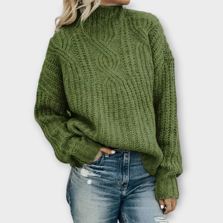 Harper - Kuscheliger schwarzer Pullover mit Zopfmuster