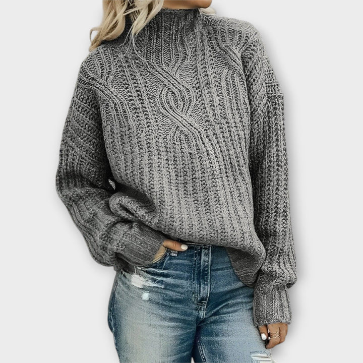Harper - Kuscheliger schwarzer Pullover mit Zopfmuster