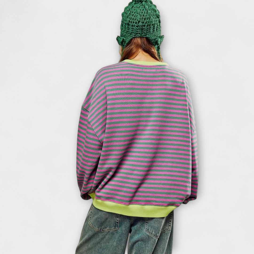 Mary - Oversize-Pullover gestreift lila