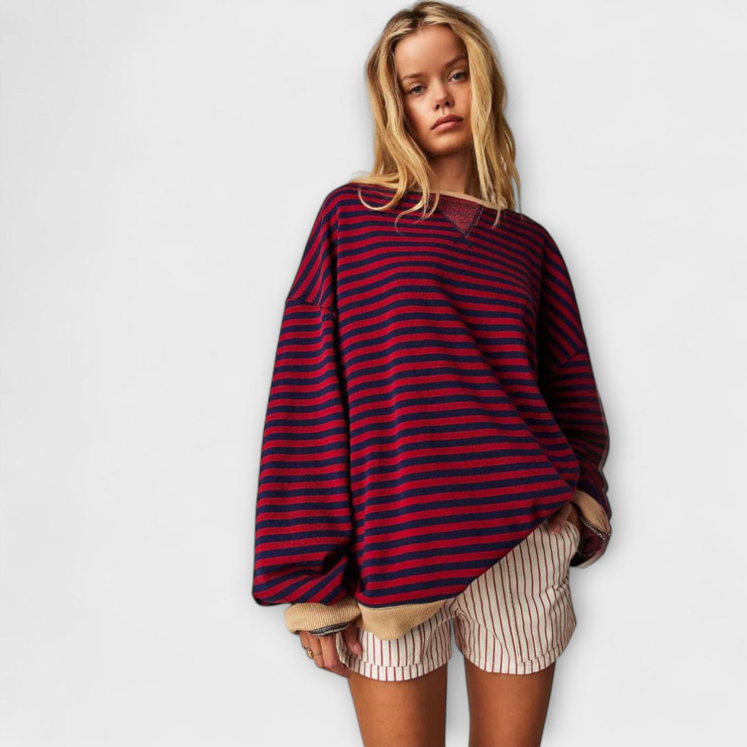 Mary - Oversize-Pullover gestreift lila