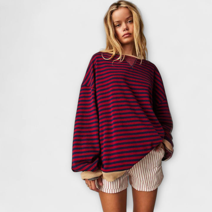 Mary - Oversize-Pullover gestreift lila