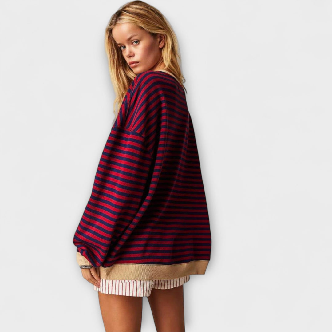Mary - Oversize-Pullover gestreift lila