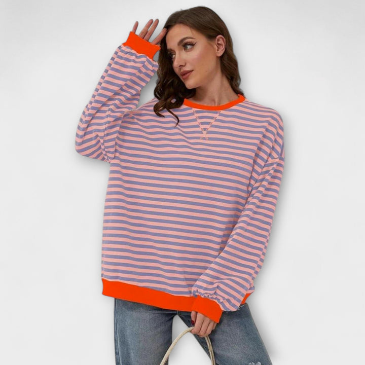 Mary - Oversize-Pullover gestreift lila