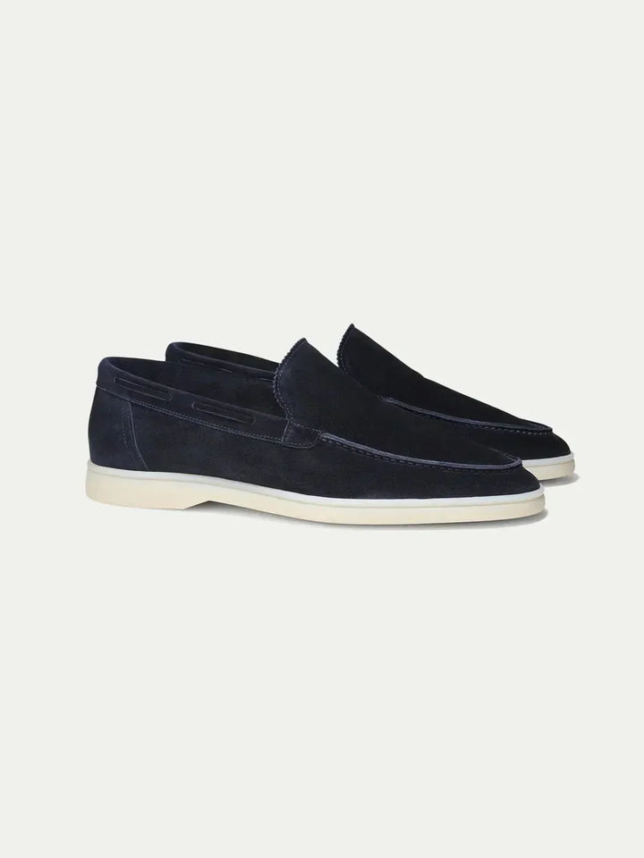 Klassischer Mokassin aus Navy Wildleder