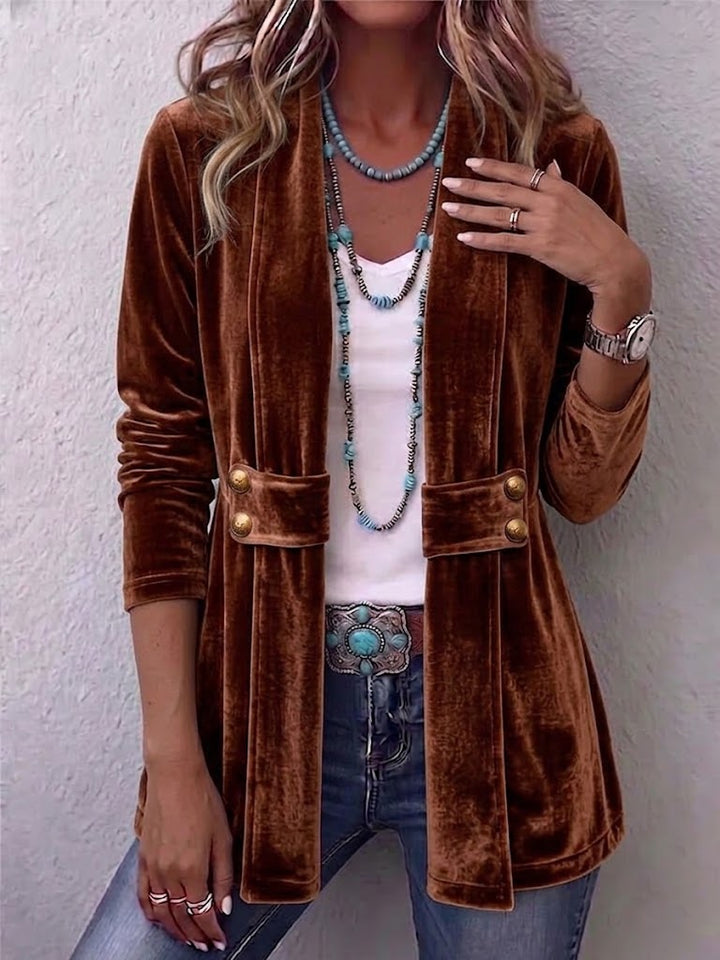 Margarete | Langer Vintage-Jack mit Revers und Knopfdetails