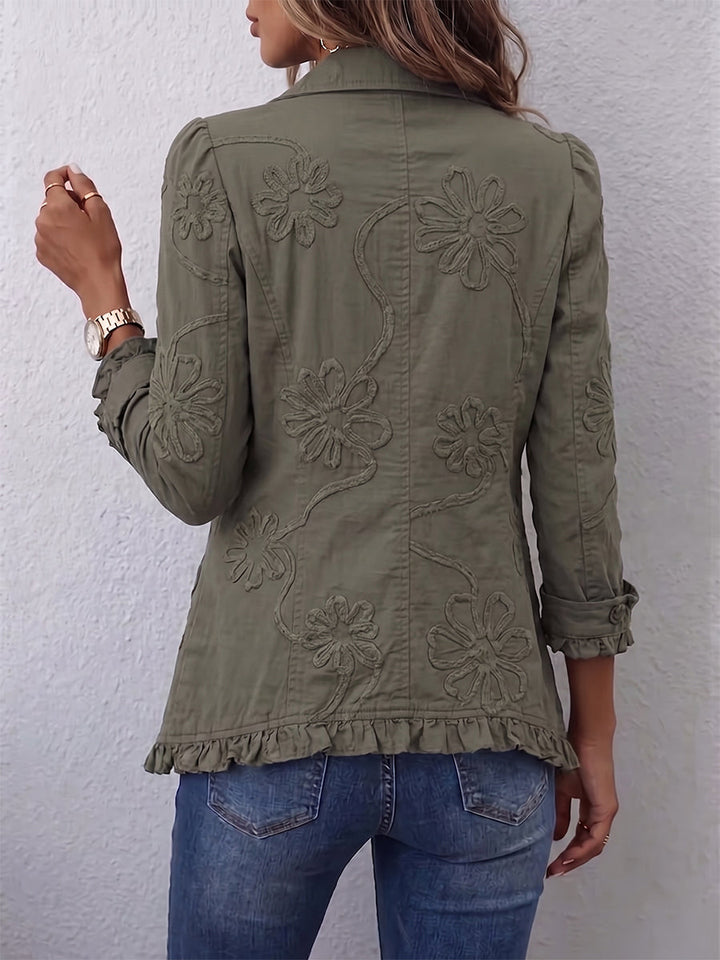 Alina | Boho-Chic-Utility-Jack mit Blumenstickerei und Rüschen