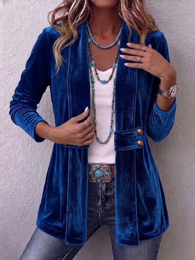 Margarete | Langer Vintage-Jack mit Revers und Knopfdetails
