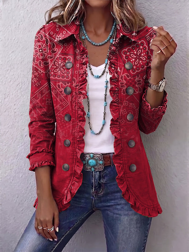 Leonie | Bohemian-Rüschjacke mit Paisley-Ombre