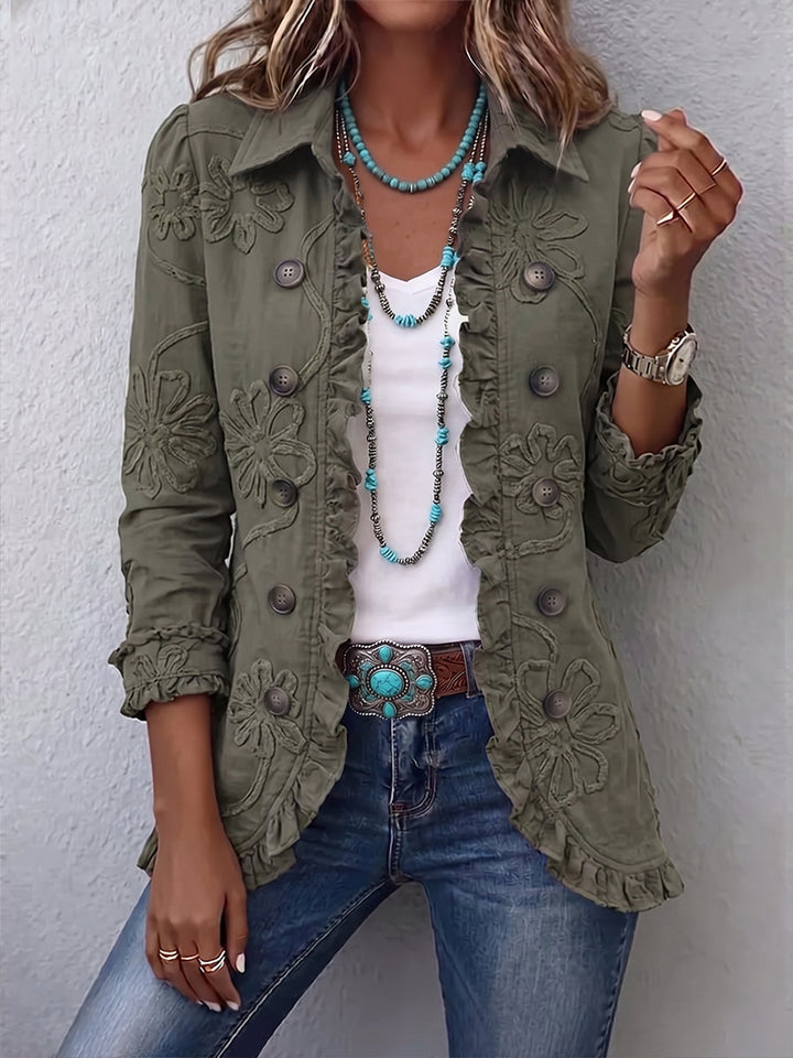 Alina | Boho-Chic-Utility-Jack mit Blumenstickerei und Rüschen