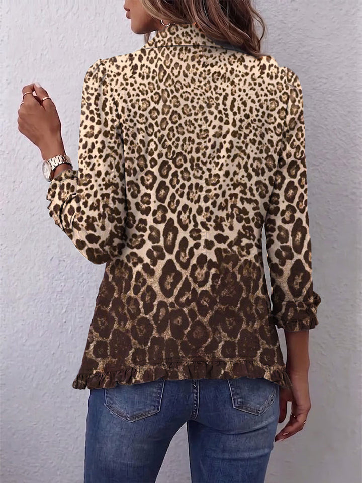 Clara | Rüschenshirt mit Leopardenmuster