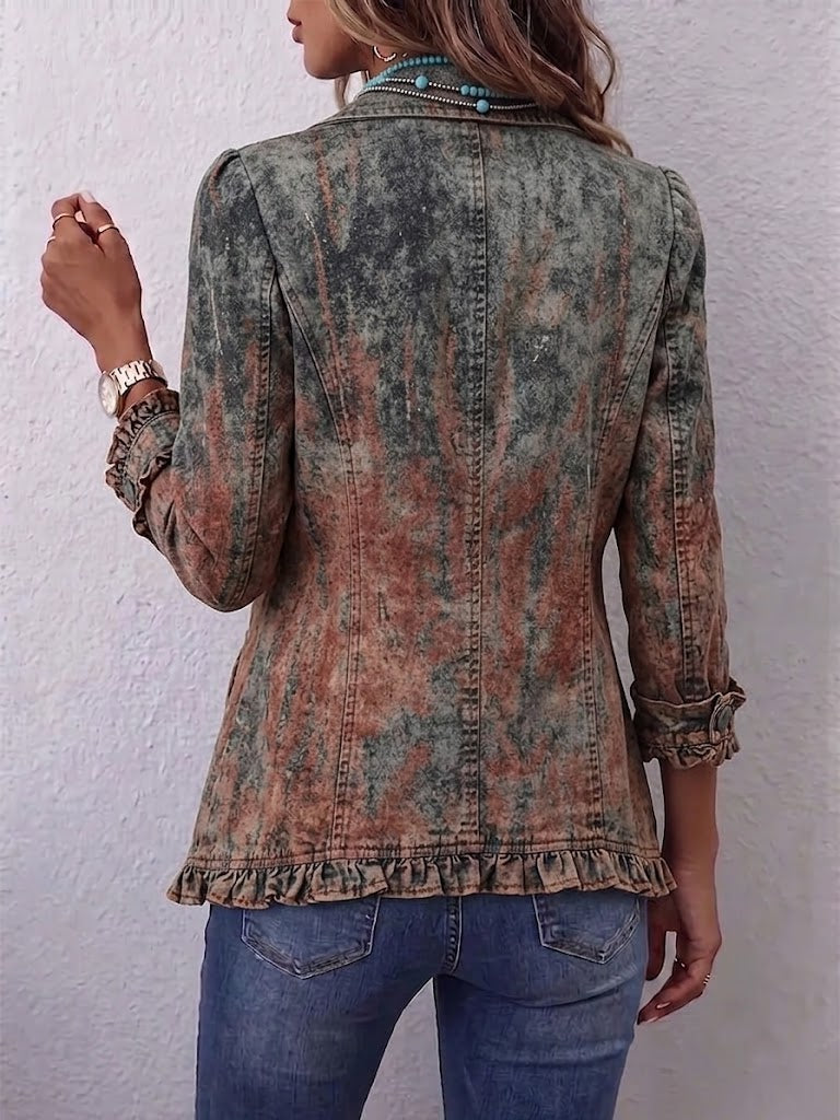 Ella | Vintage-Rüschjacke mit strukturiertem Farbverlauf