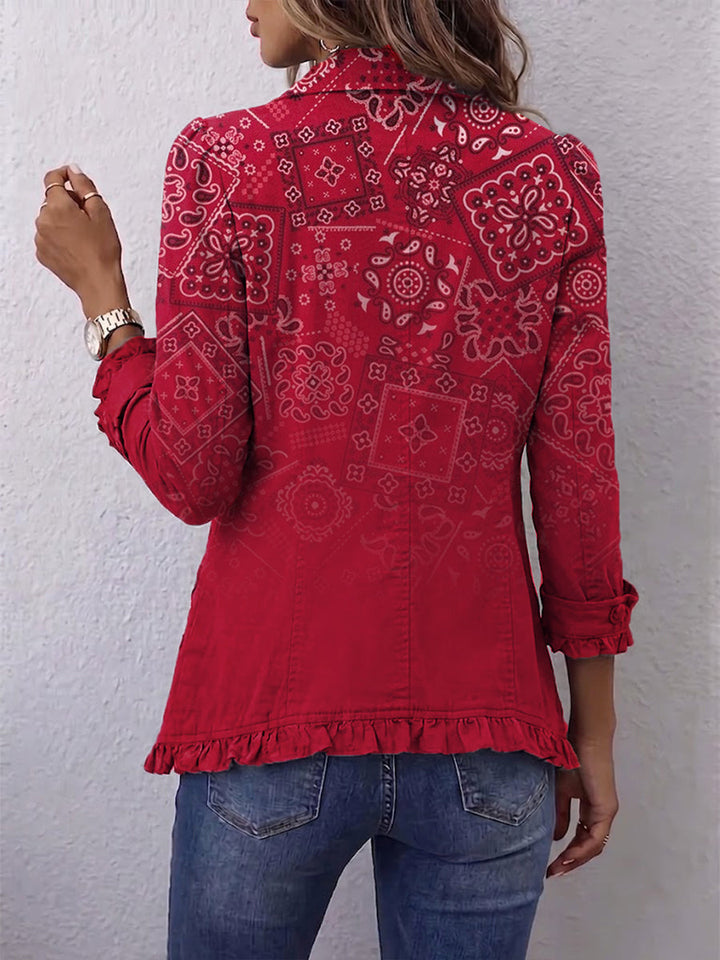 Leonie | Bohemian-Rüschjacke mit Paisley-Ombre