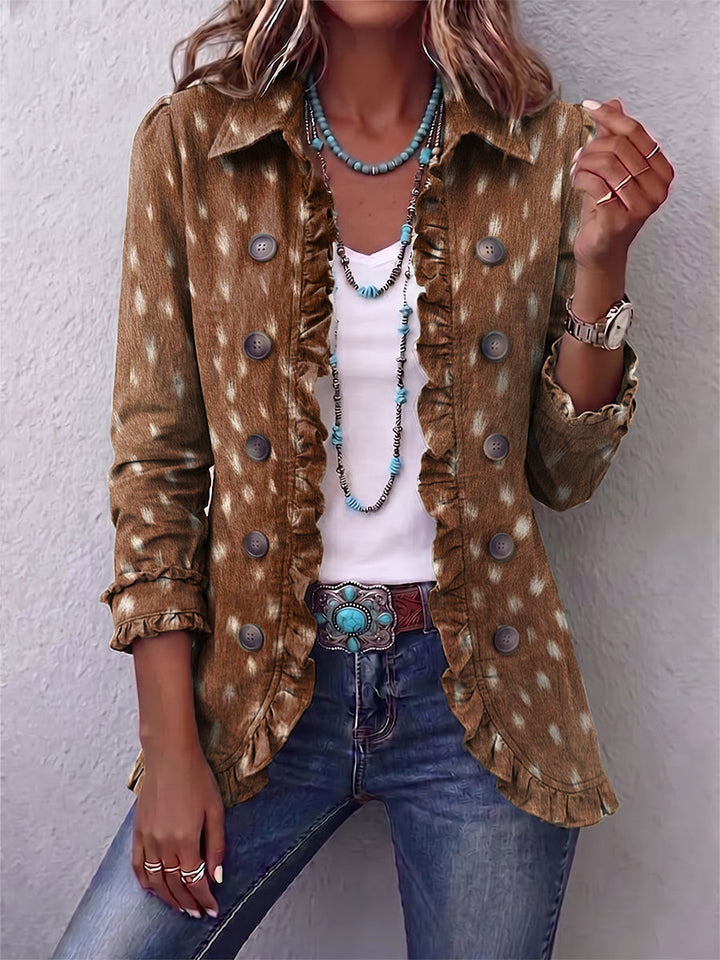 Amelie | Bohemian Rüschjacke mit Tierdruck