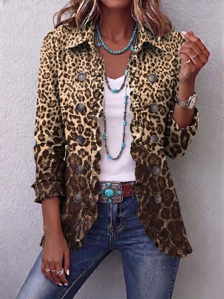 Clara | Rüschenshirt mit Leopardenmuster