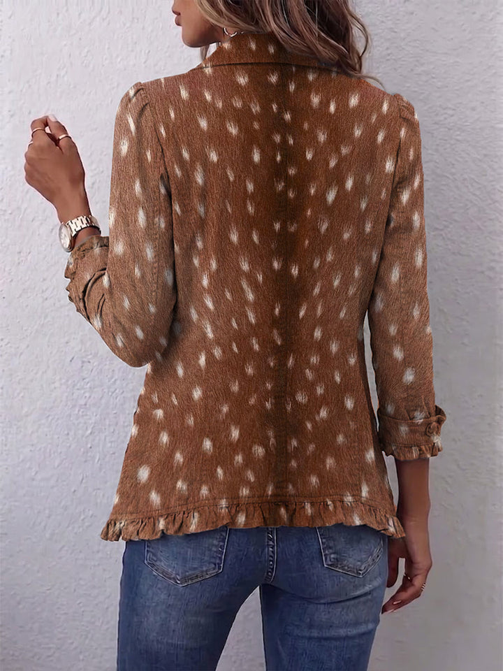 Amelie | Bohemian Rüschjacke mit Tierdruck