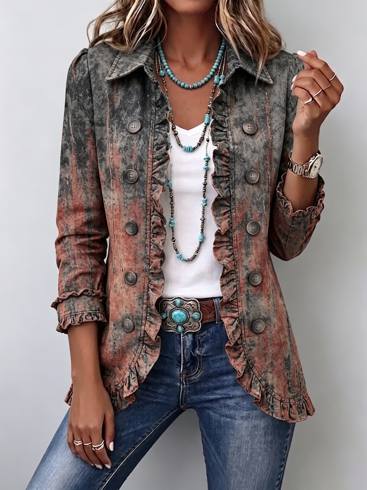 Ella | Vintage-Rüschjacke mit strukturiertem Farbverlauf