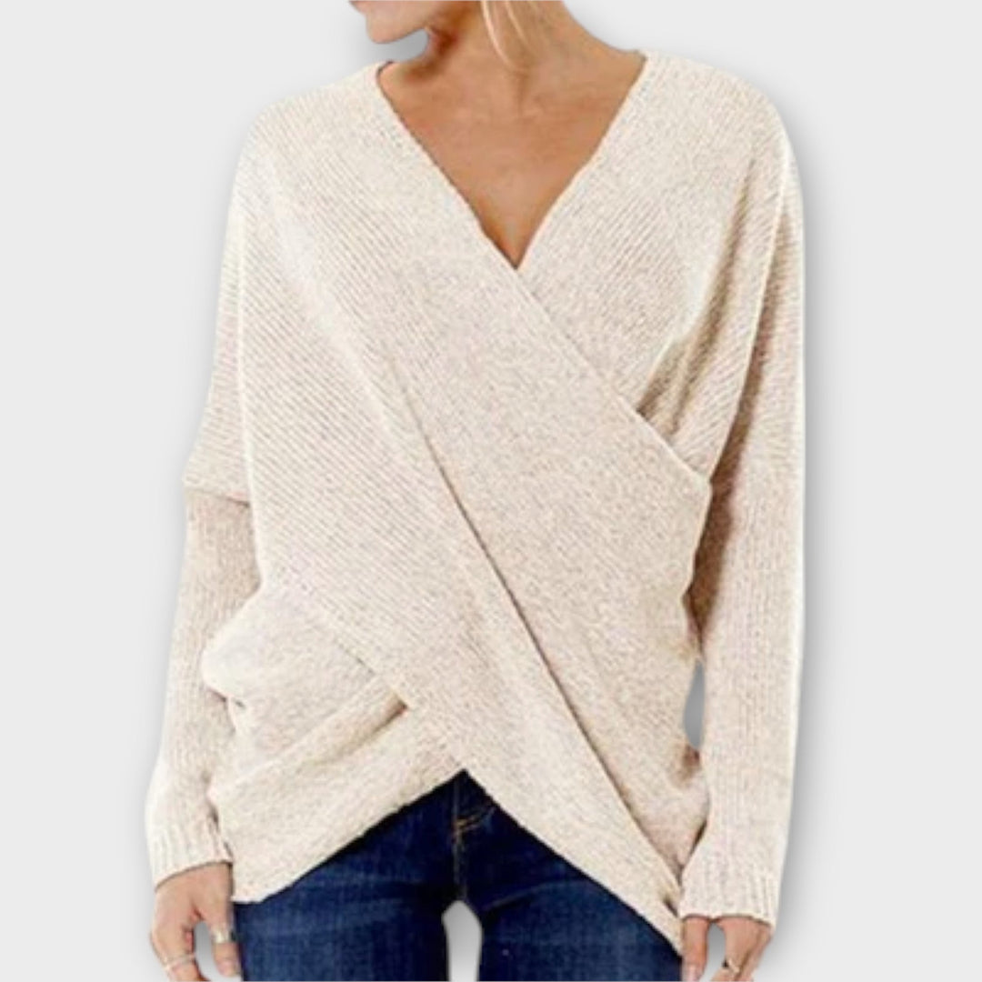 Heidi - Grüner Strickpullover mit V-Ausschnitt