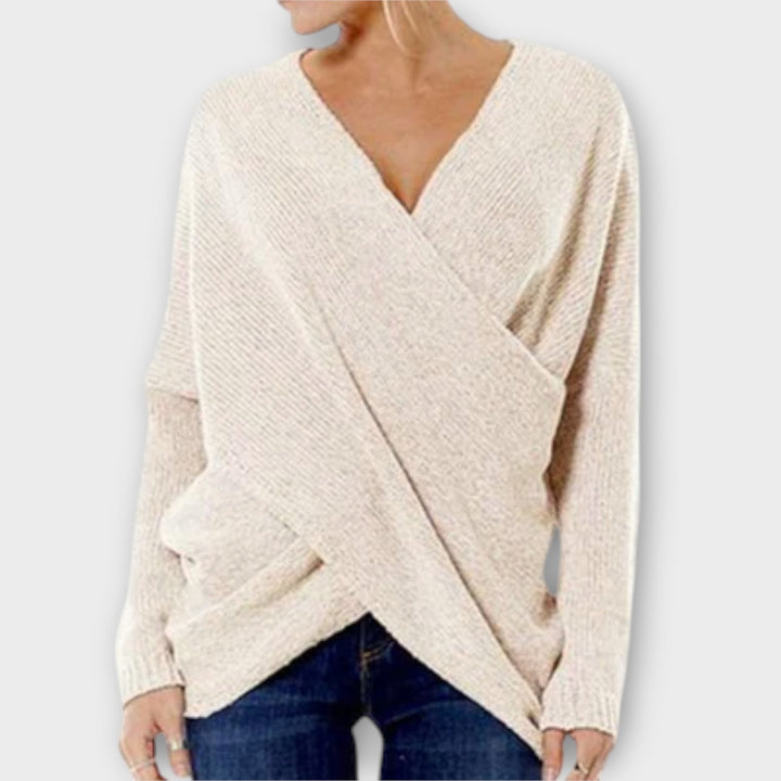 Heidi - Grüner Strickpullover mit V-Ausschnitt
