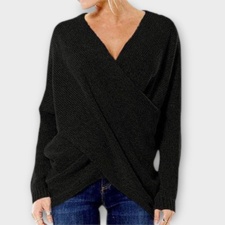 Heidi - Grüner Strickpullover mit V-Ausschnitt