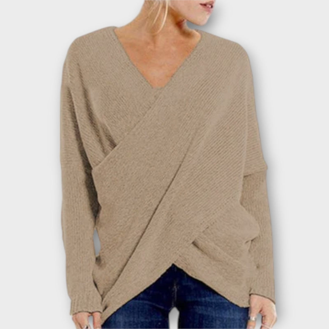 Heidi - Grüner Strickpullover mit V-Ausschnitt