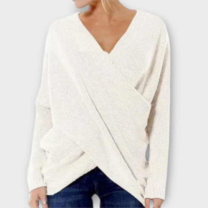 Heidi - Grüner Strickpullover mit V-Ausschnitt