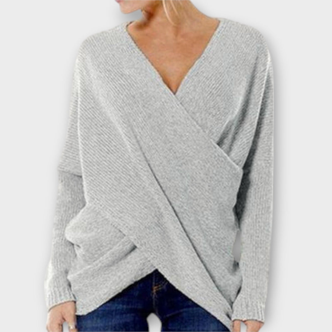 Heidi - Grüner Strickpullover mit V-Ausschnitt
