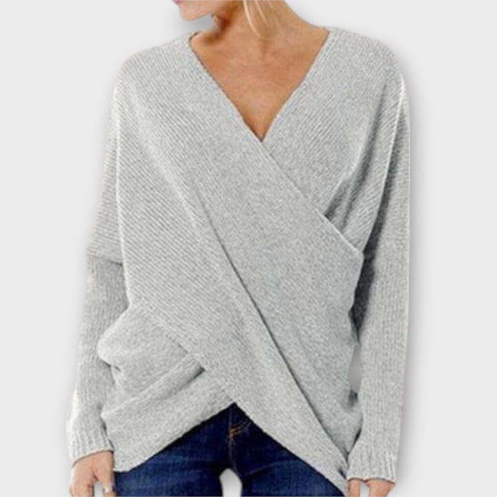 Heidi - Grüner Strickpullover mit V-Ausschnitt